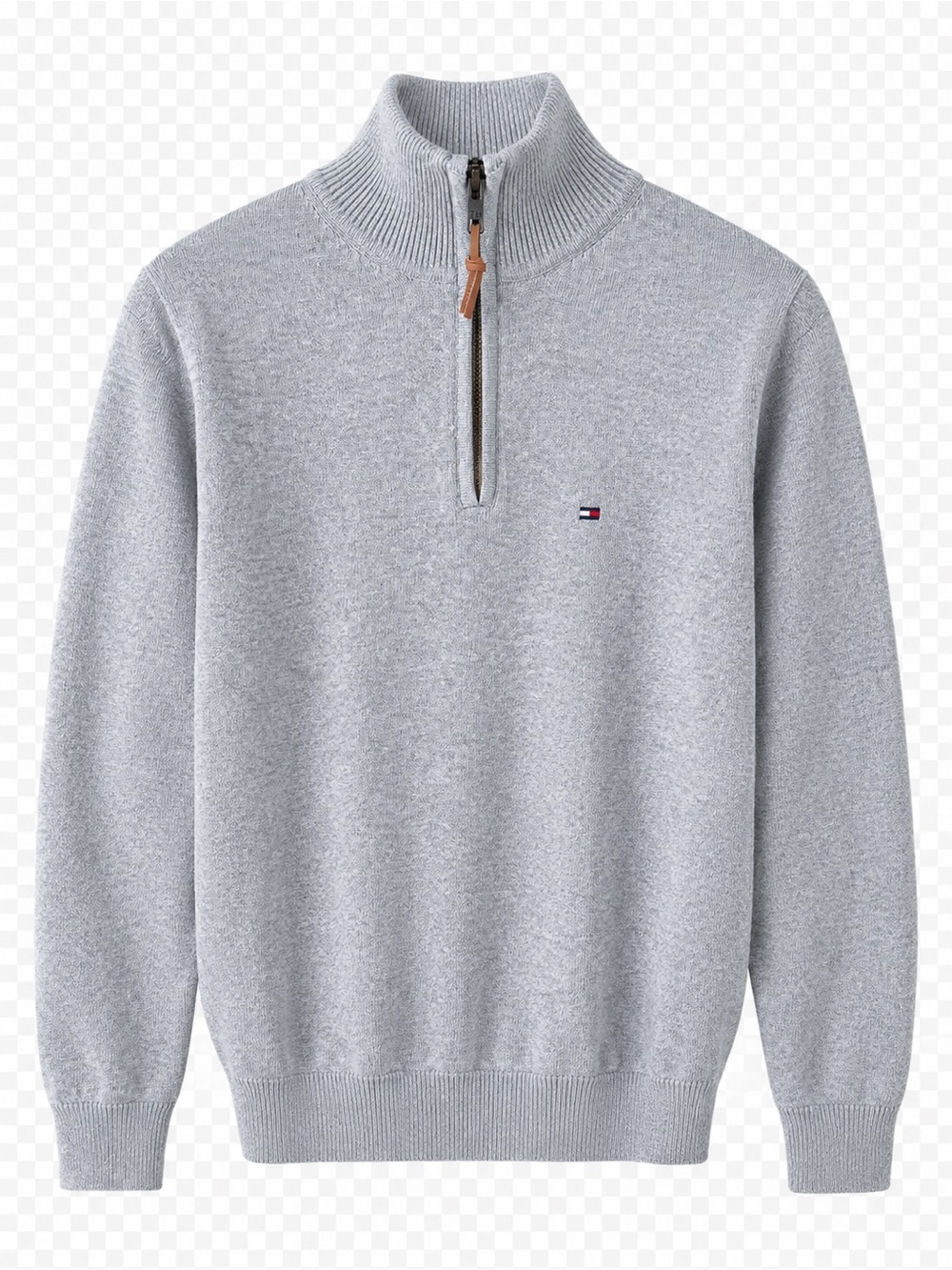 Tommy Hilfiger Men's 100% Cotton Light Gray 1/4 Zip Pullover Sweater Size S